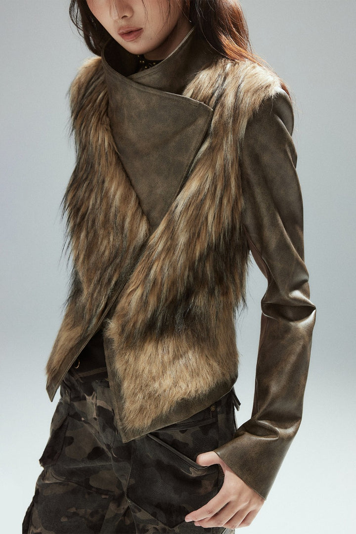 Faux Fur Leather Jacket