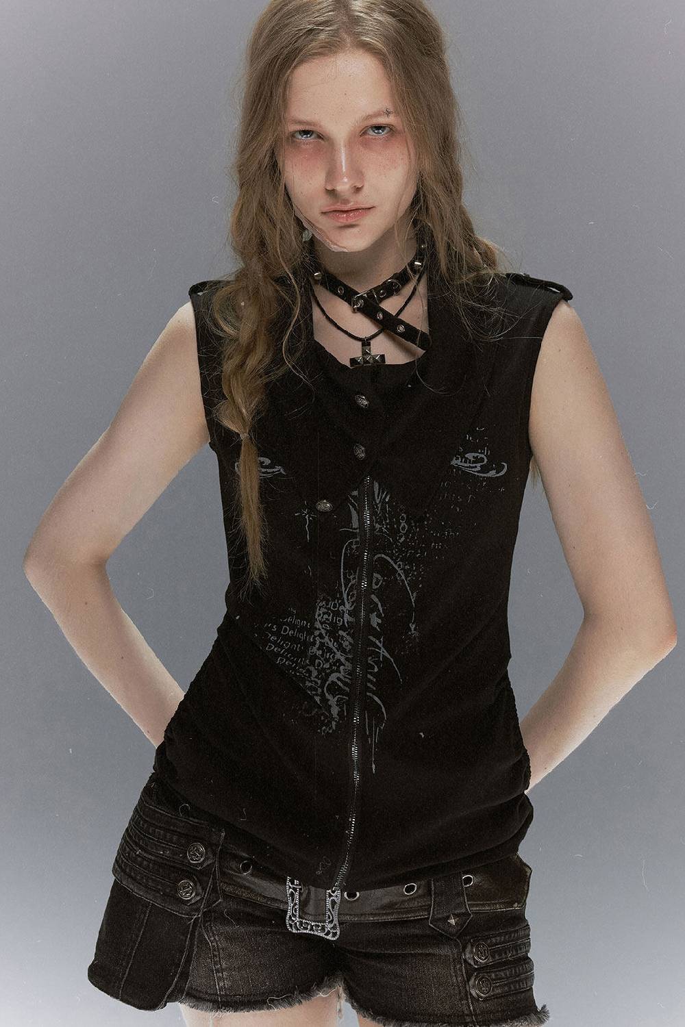 Foldover Collar Zip Tank