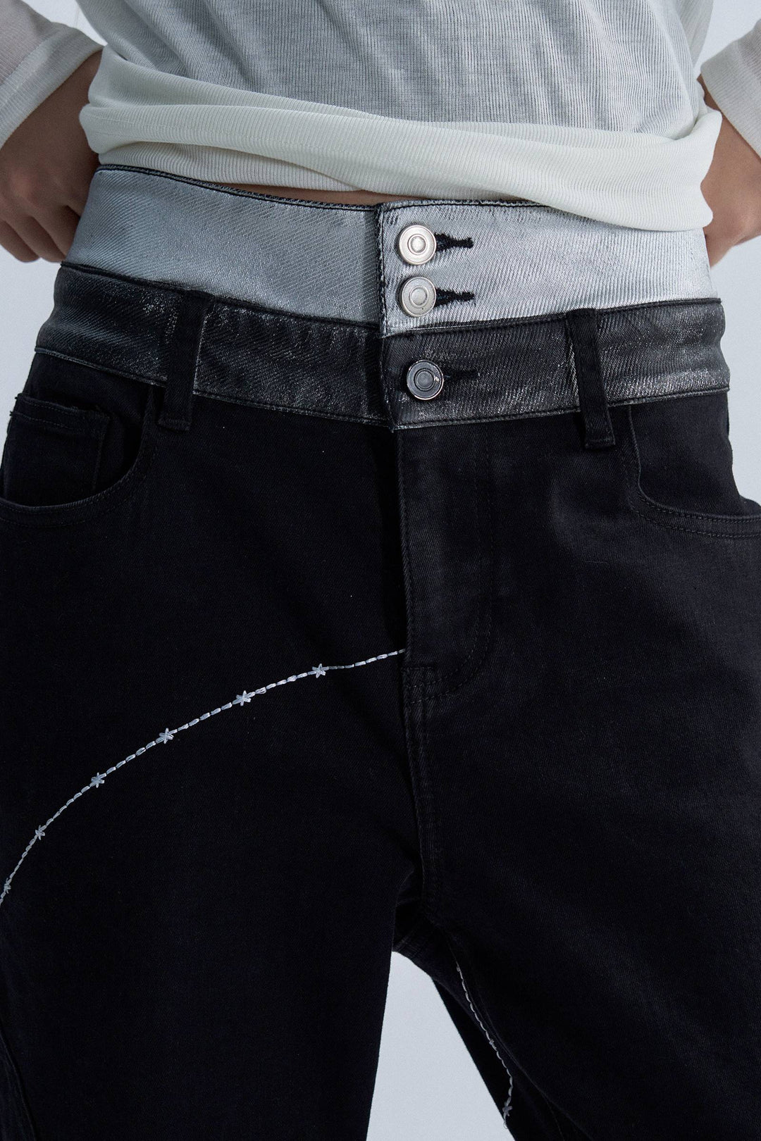 Barbed Double Waist Jeans