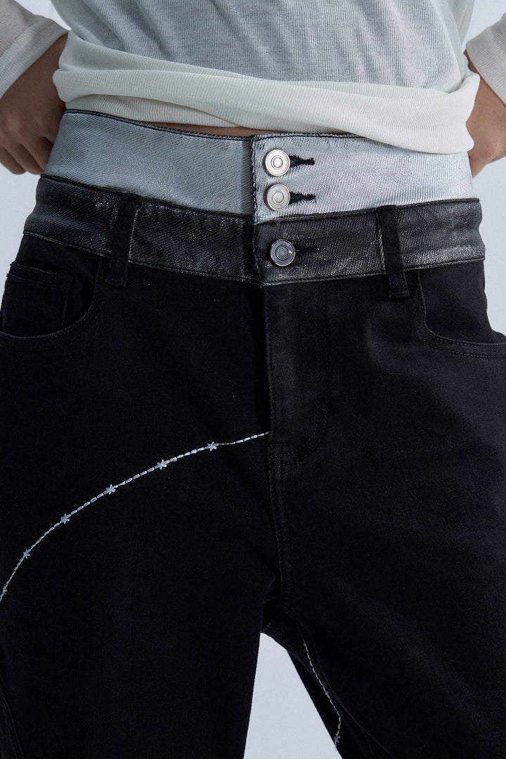 Barbed Double Waist Jeans