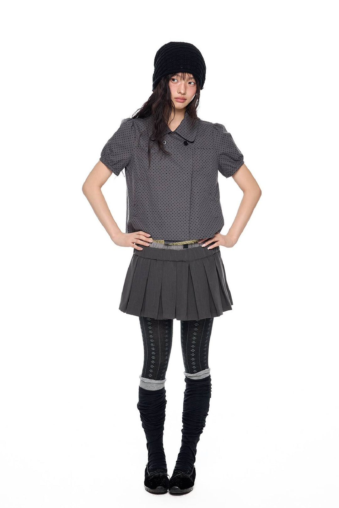 A-Line Pleated Mini Skirt