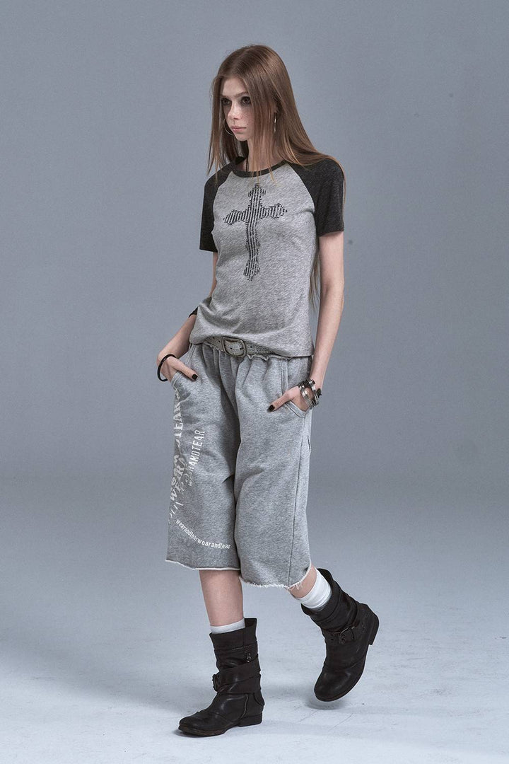 Studded Cross Raglan Tee