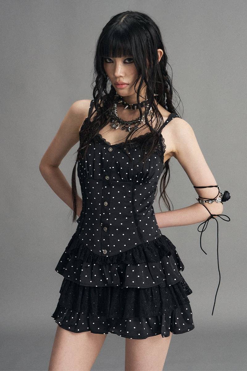 Polka Dot Tiered Mini Dress