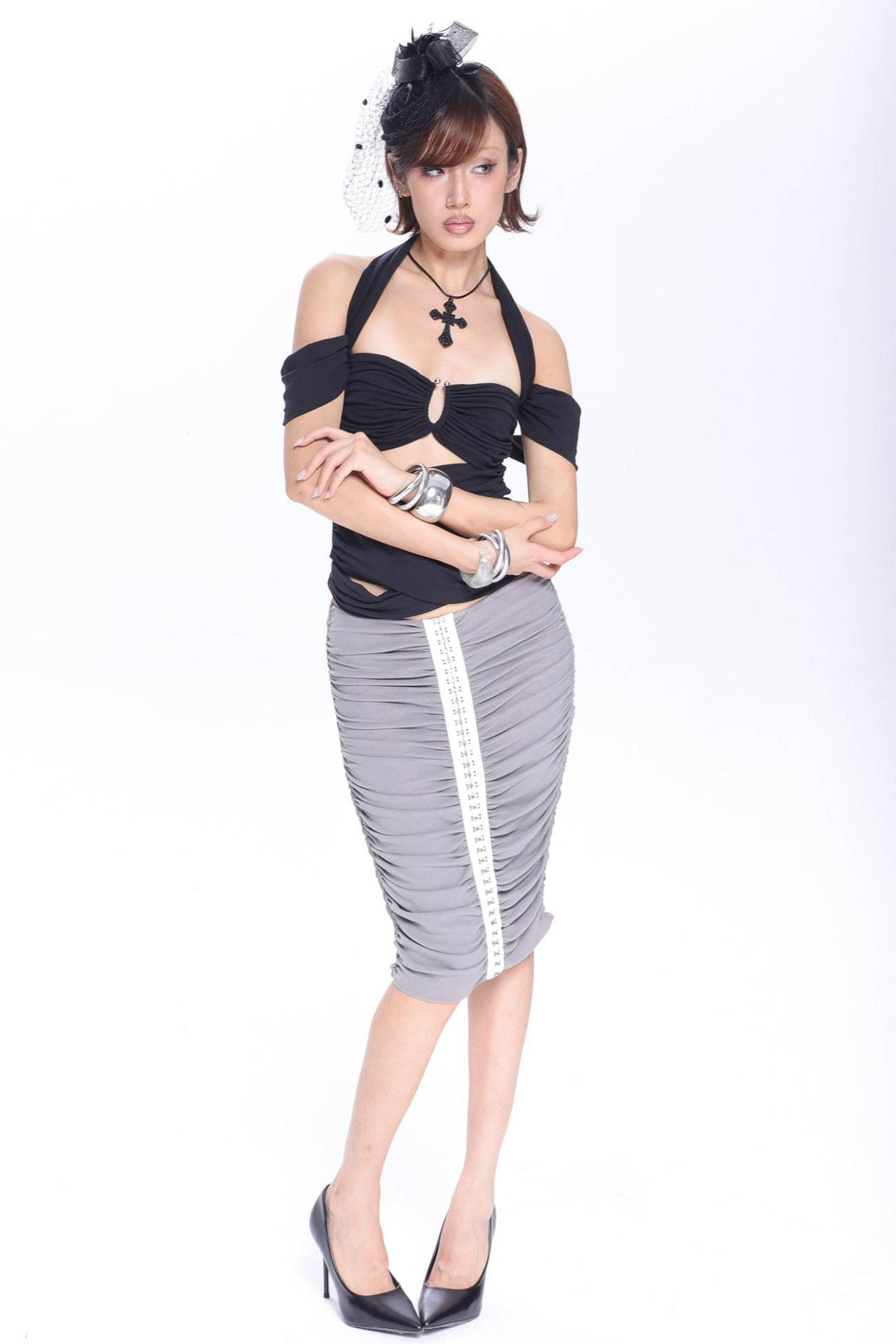Ruched Keyhole Halter Top
