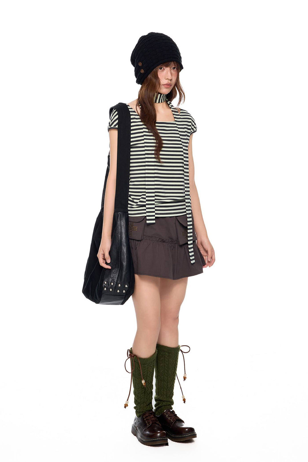 Asymmetrical Stripe Tie Top