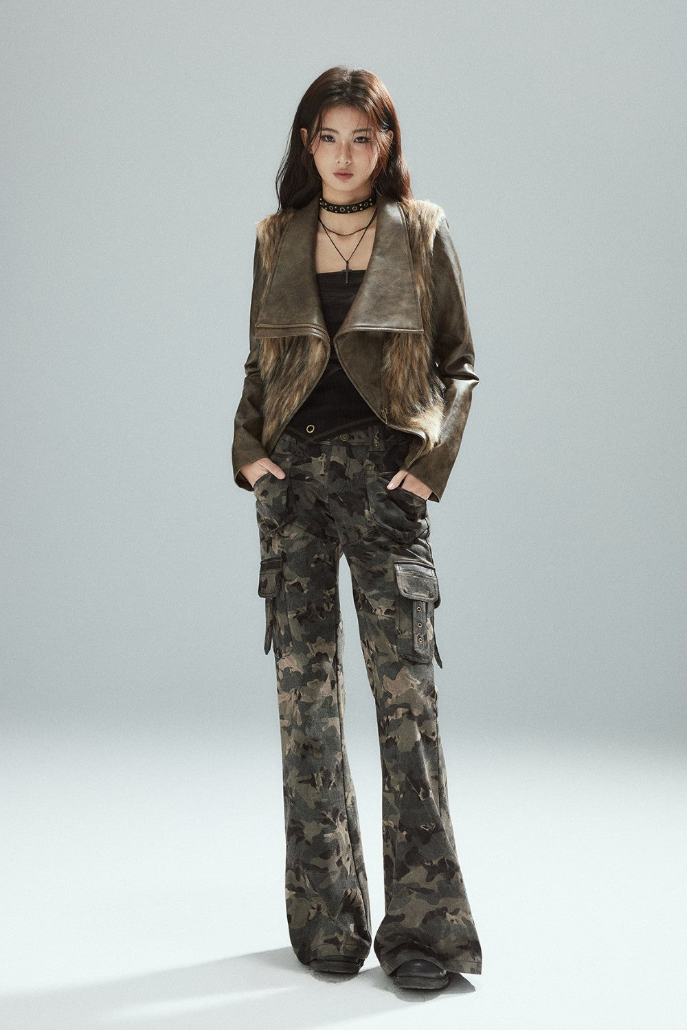 Faux Fur Leather Jacket