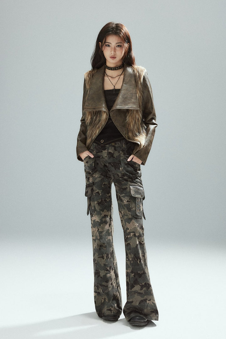 Faux Fur Leather Jacket