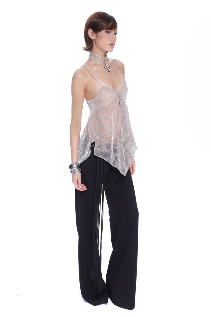 Wide Leg Fringe Trousers