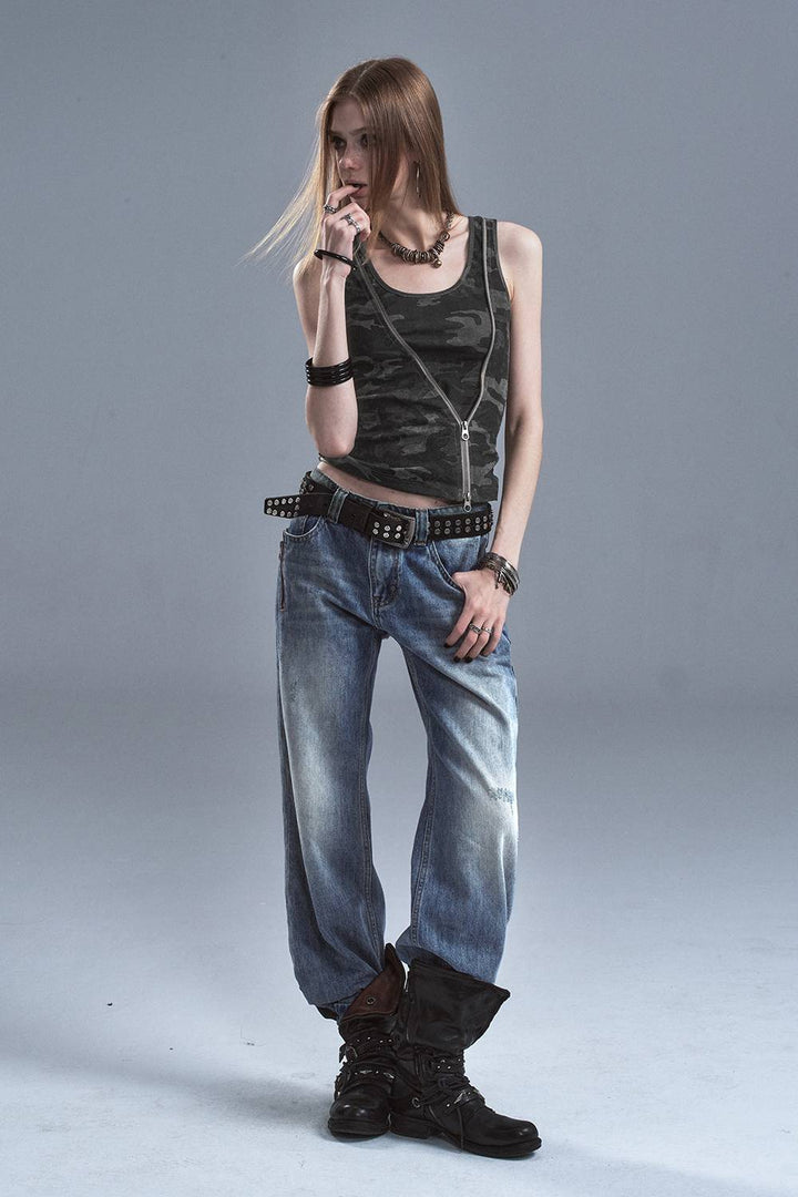Asymmetric Zip Tank Top