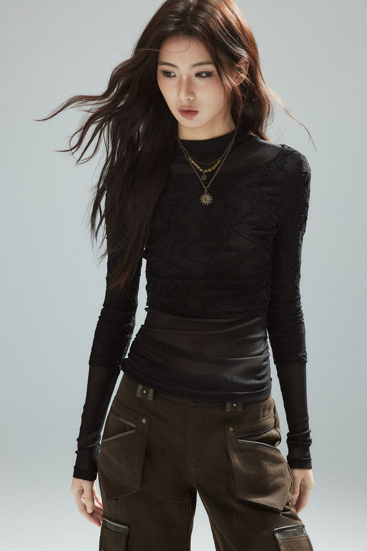 Lace Layered Mesh Top