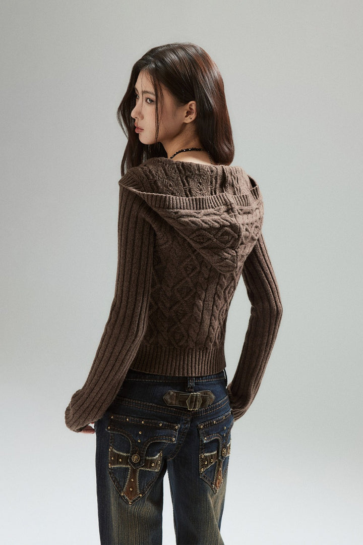 Mocha Knit Hooded Sweater
