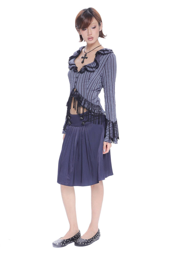 Striped Ruffle Fringe Top