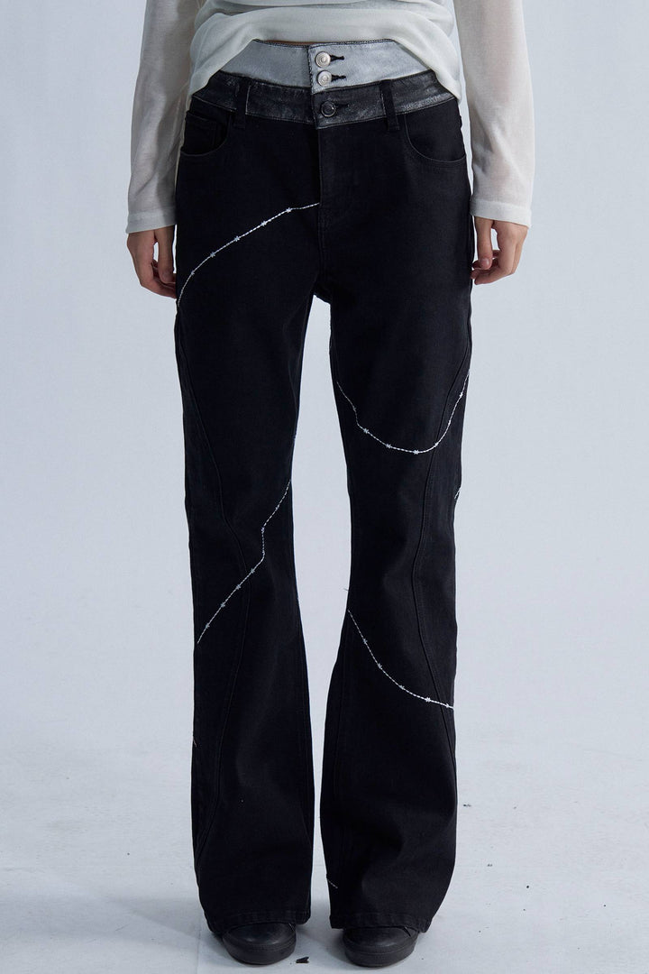 Barbed Double Waist Jeans