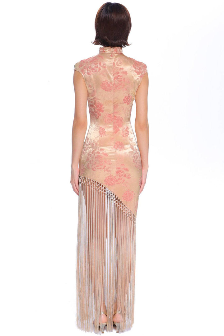 Floral Jacquard Fringe Dress