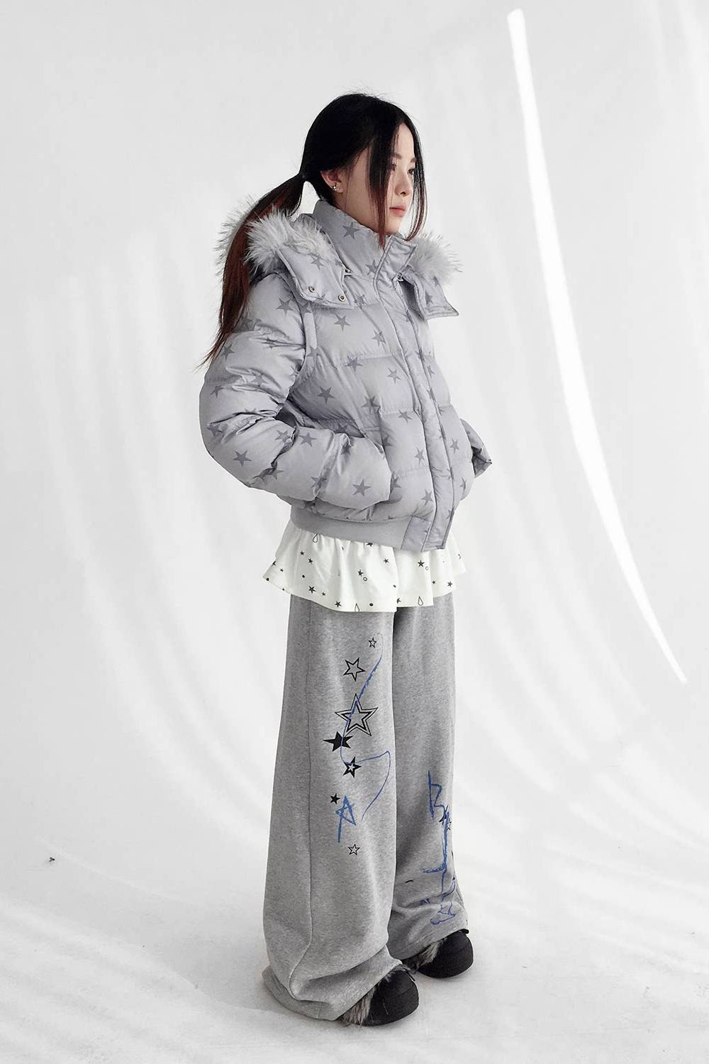 Cropped Star Puffer Jacket