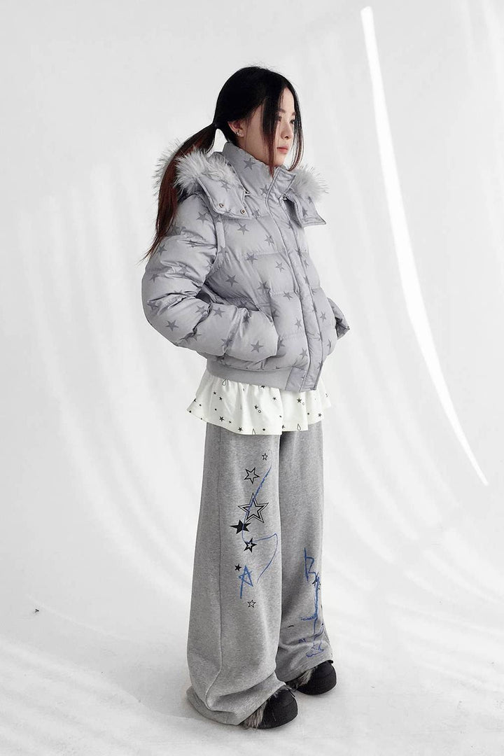 Cropped Star Puffer Jacket