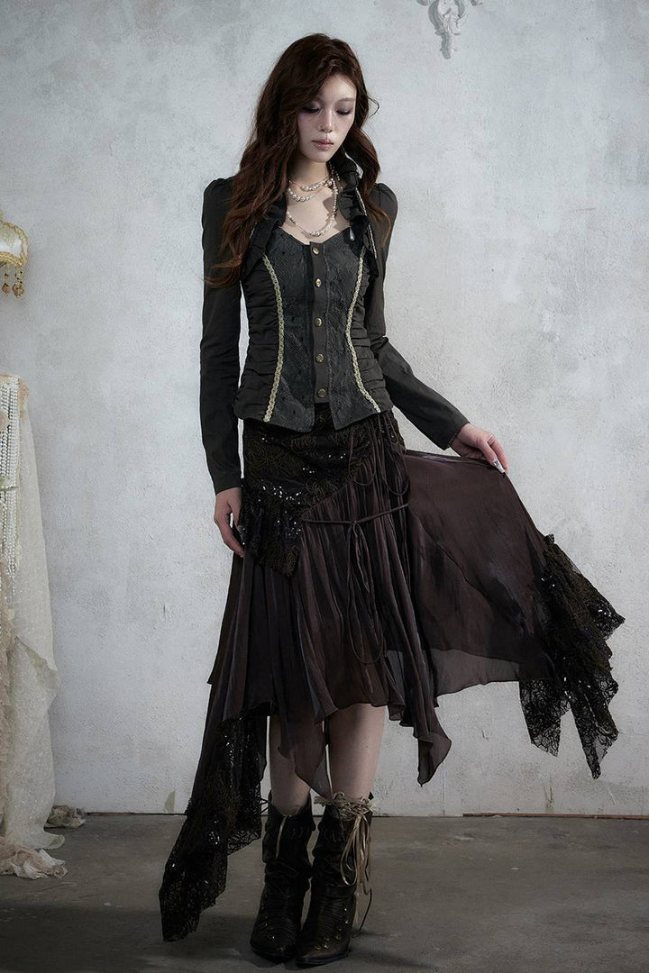 Lace Panel Long Sleeve