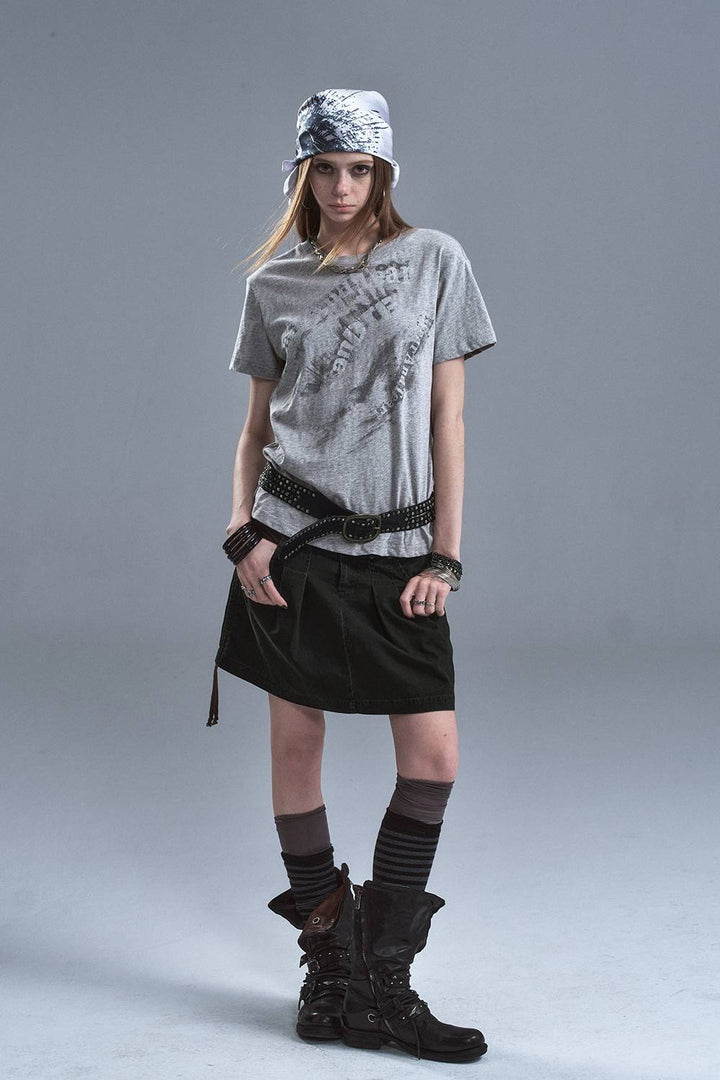 Oversized Distressed Print Tee