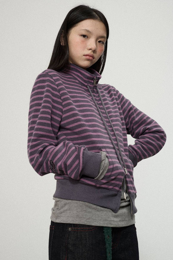Fitted Striped Zip Jacket