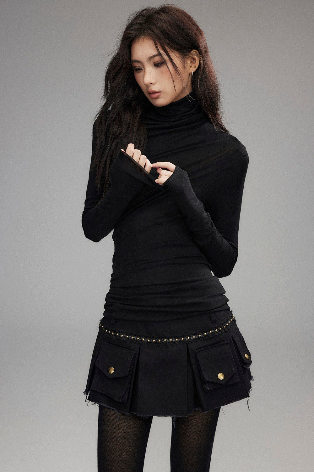 Cargo Studded Mini Skirt