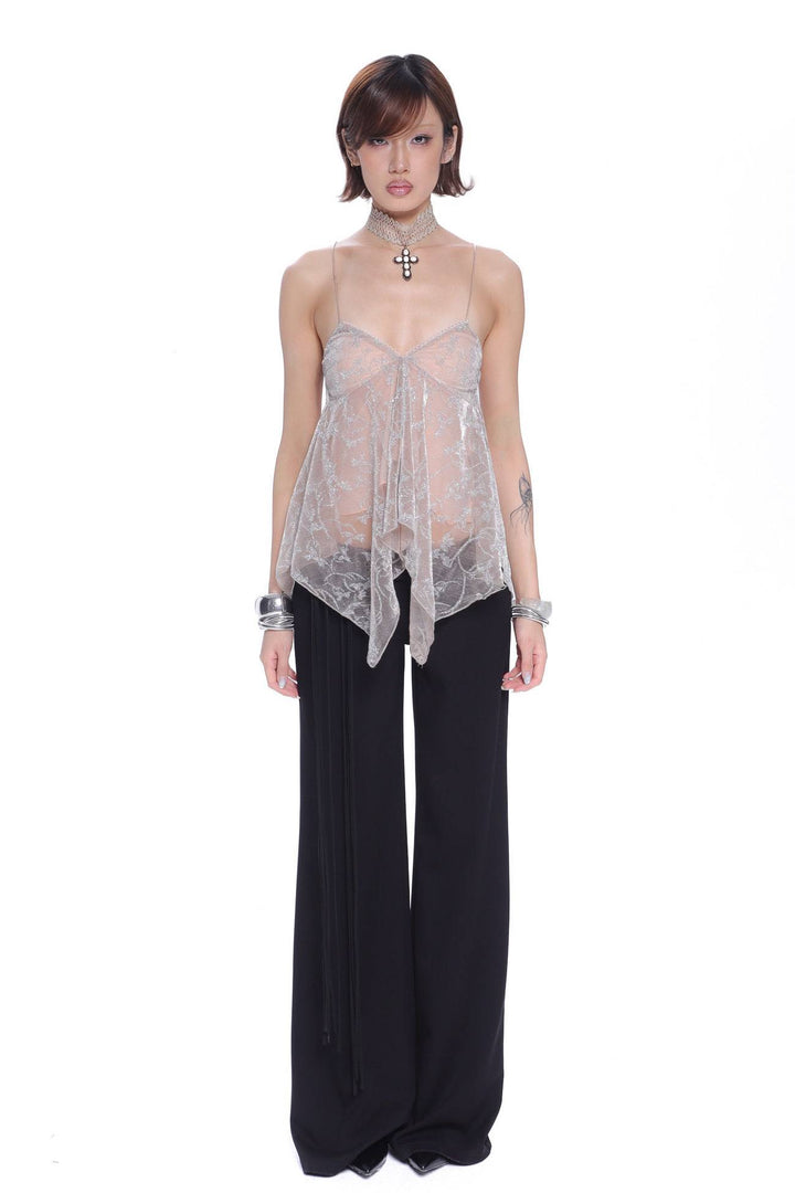 Sheer Lace Handkerchief Top