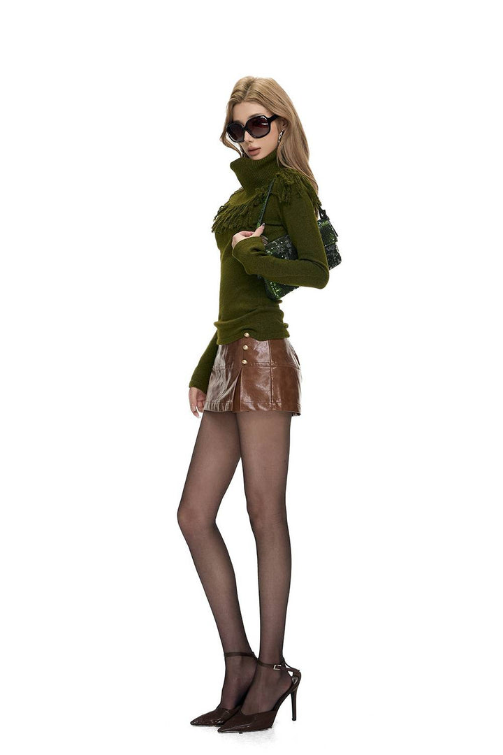 Asymmetric Faux Mini Skirt