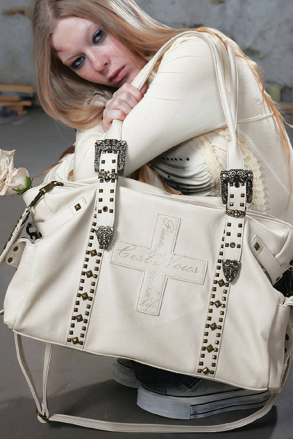 Studded Cross Biker Bag