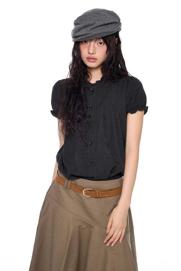 Textured Short Sleeve Blouse