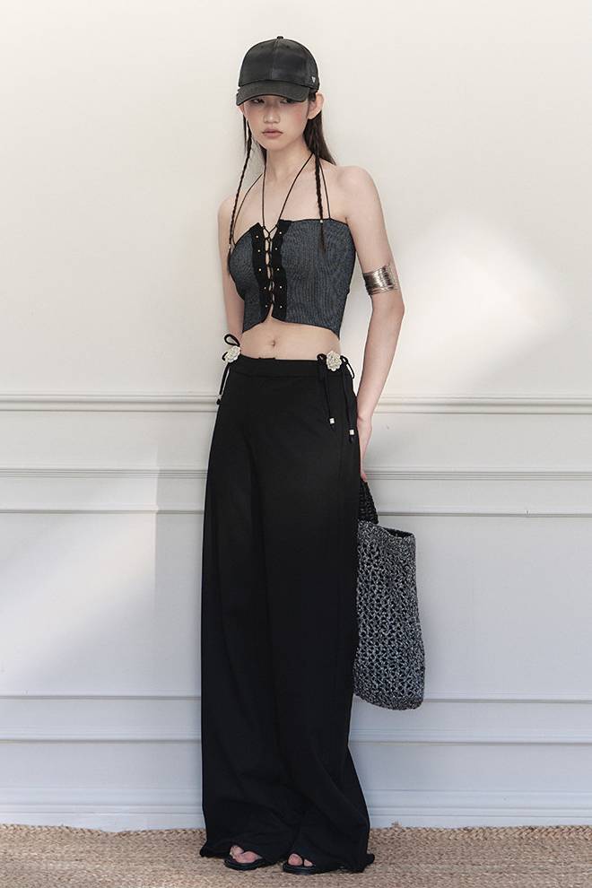 Draped Lace Overlay Pants