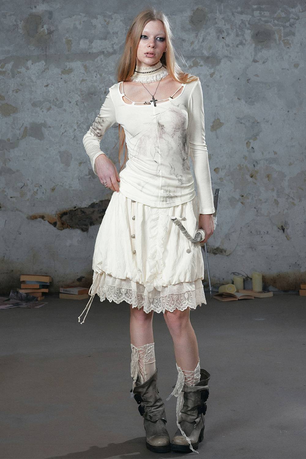Lace Trim Bubble Skirt