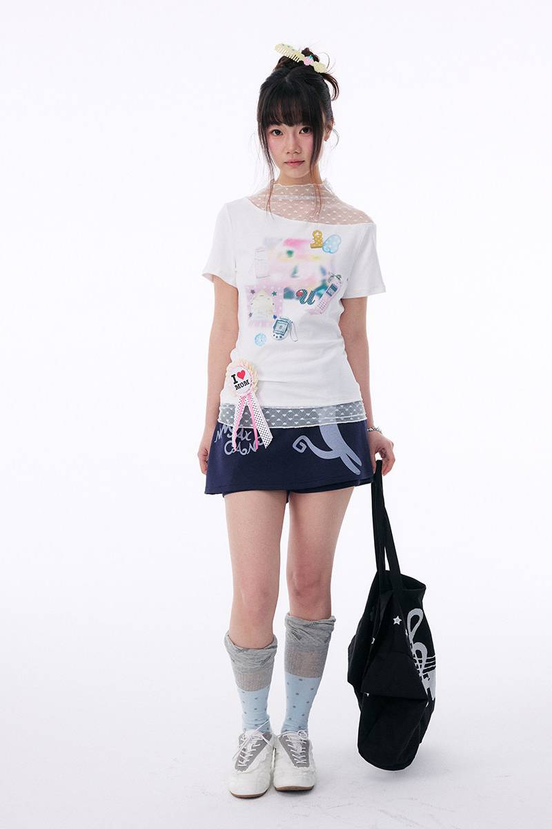 Layered Graphic Mini Skirt