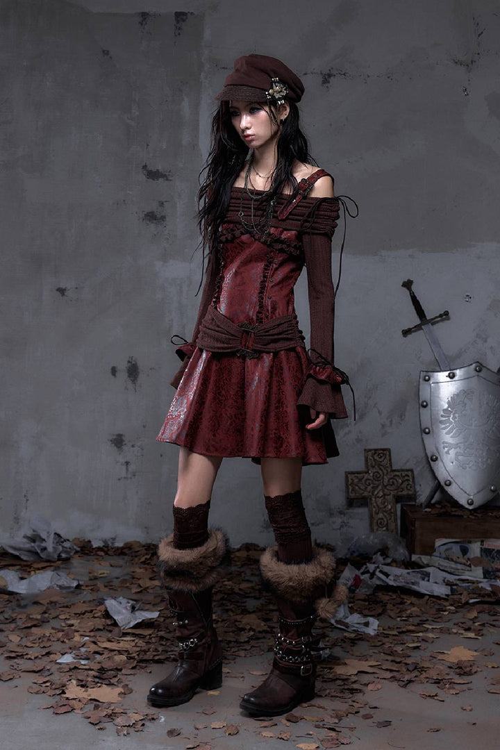 Ribbed Floral Mini Dress