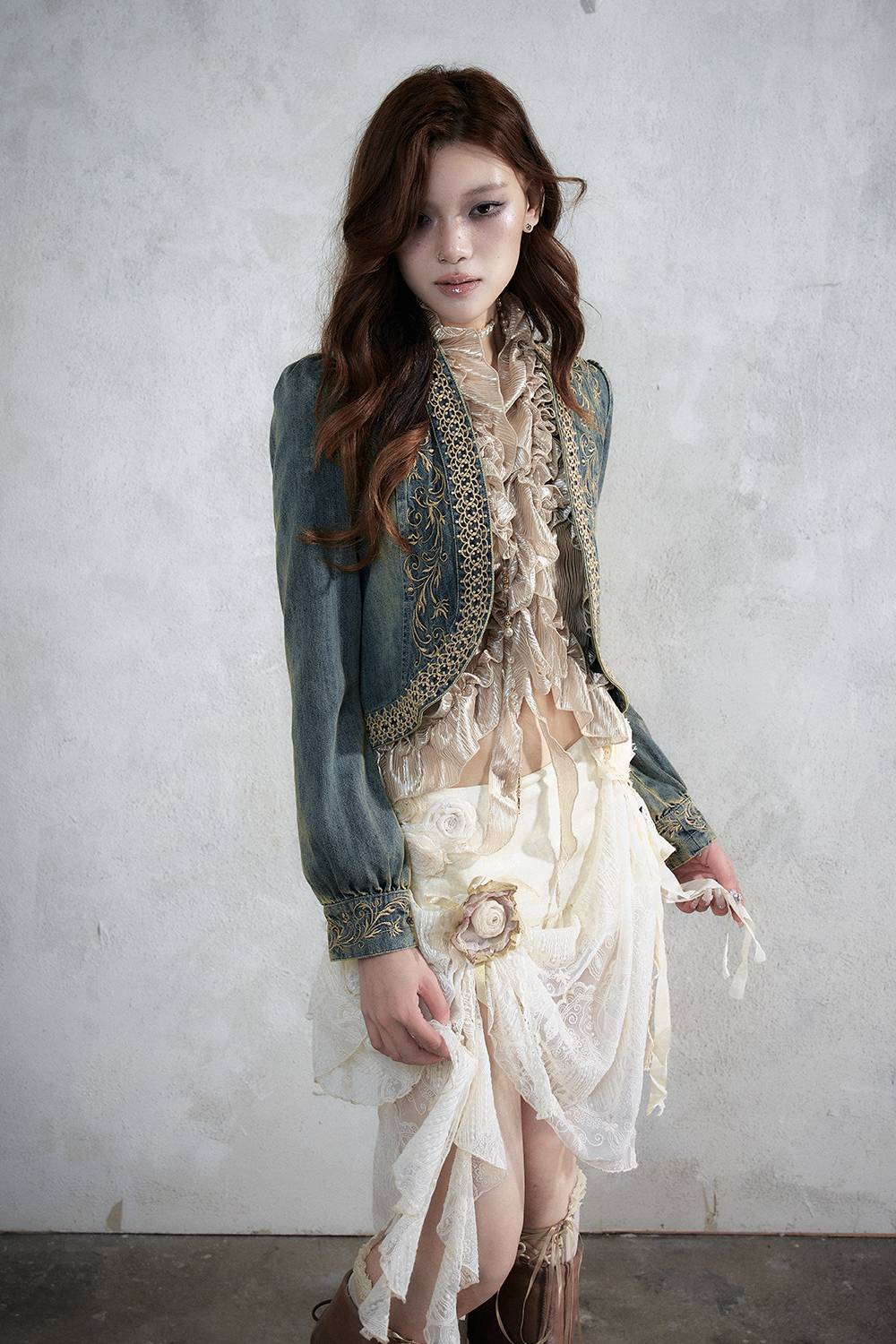 Embroidered Cropped Jacket