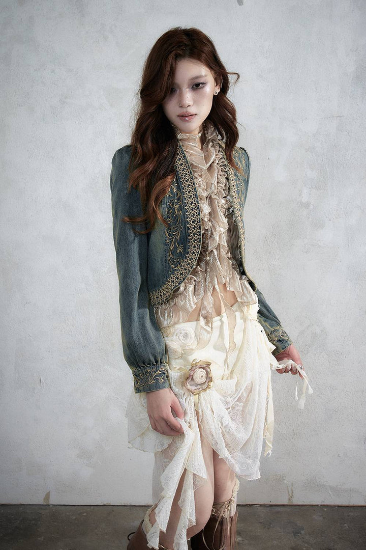 Embroidered Cropped Jacket