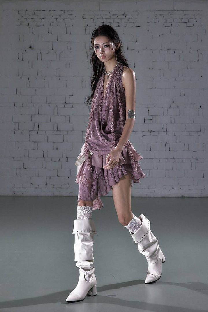 Asymmetrical Lace Drift Dress