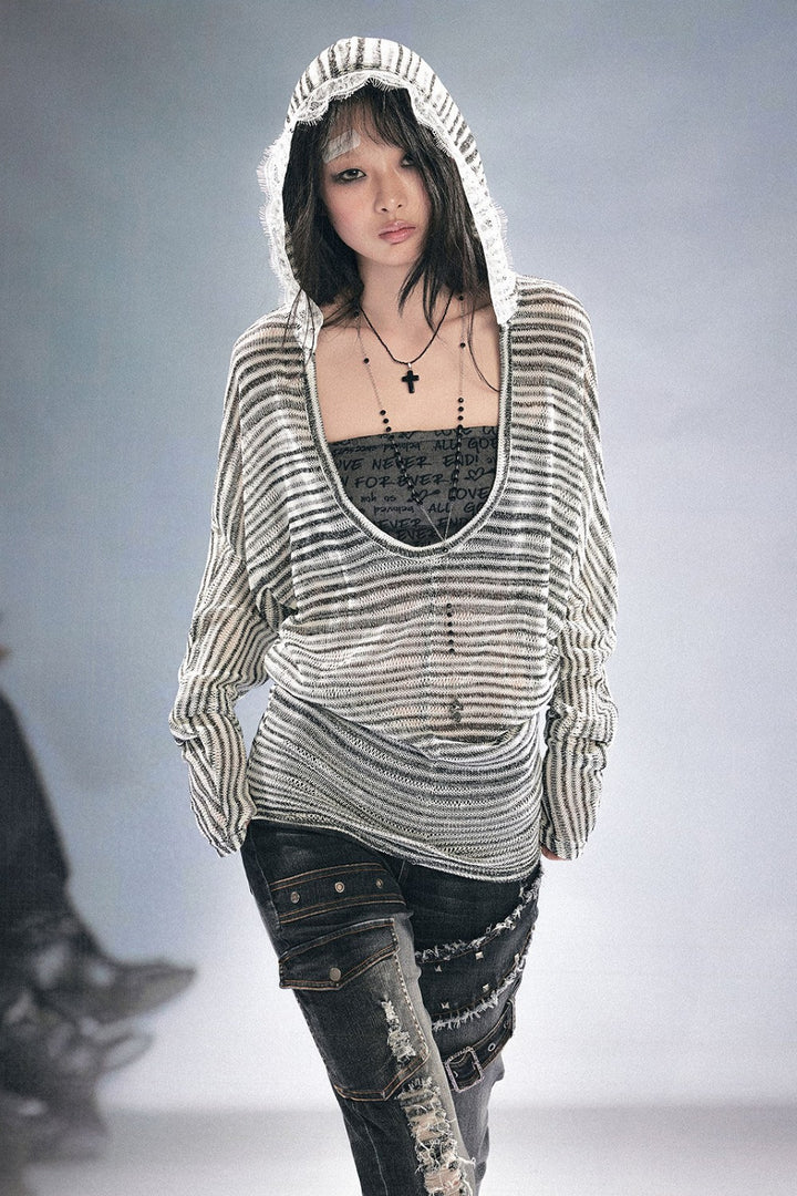 Chloe Striped Layered Hoodie