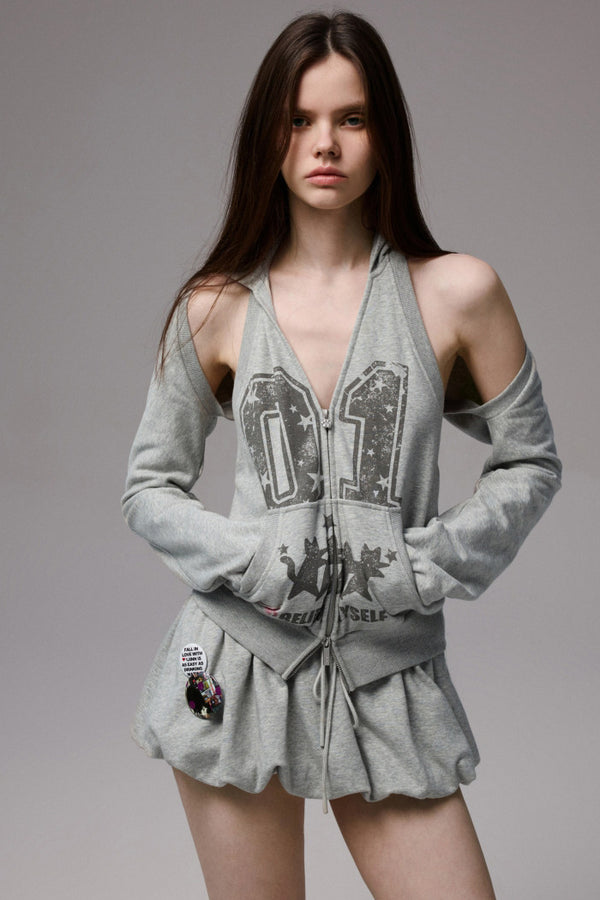 Open-Back Hooded Halter Jacket