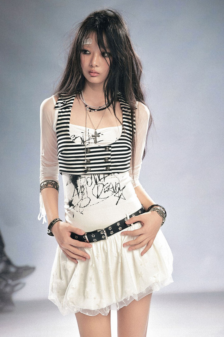 Ava Striped Crop Vest