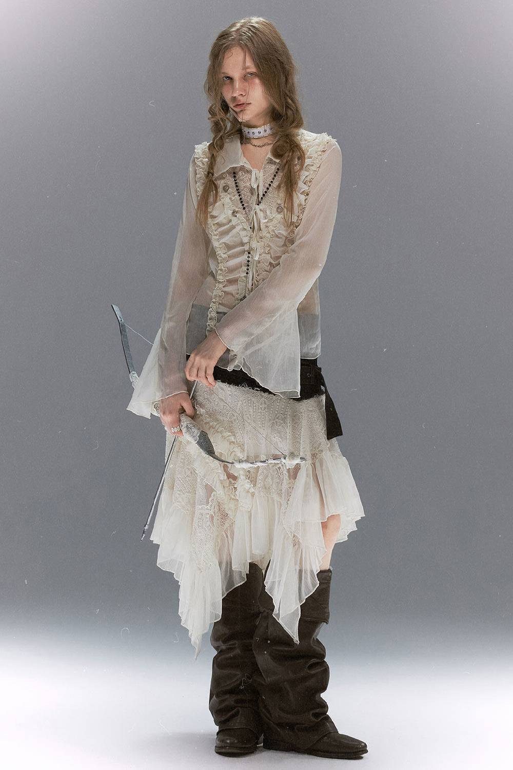Victorian Lace Chiffon Blouse