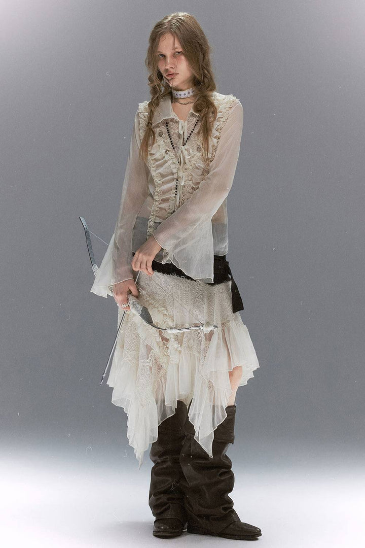 Victorian Lace Chiffon Blouse