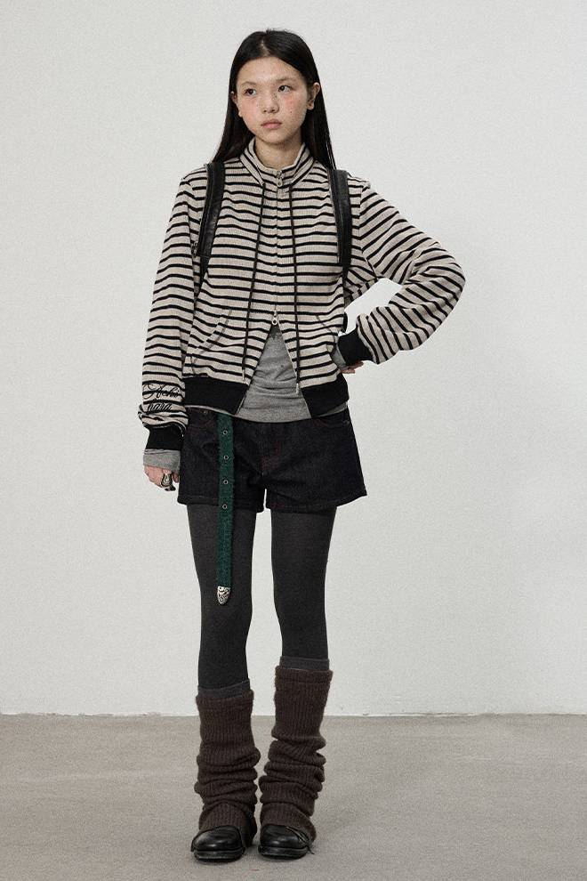 Fitted Striped Zip Jacket