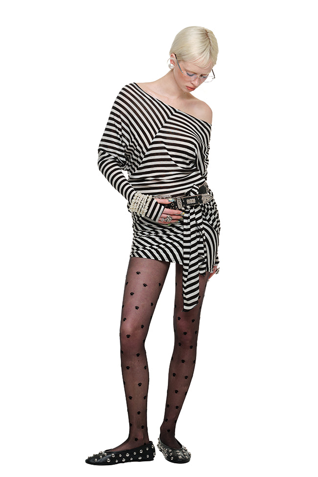 Stripe Muse Off-Shoulder Dress