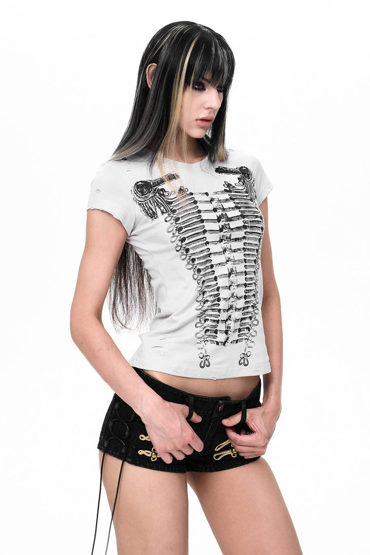 Bone Print Fitted Tee
