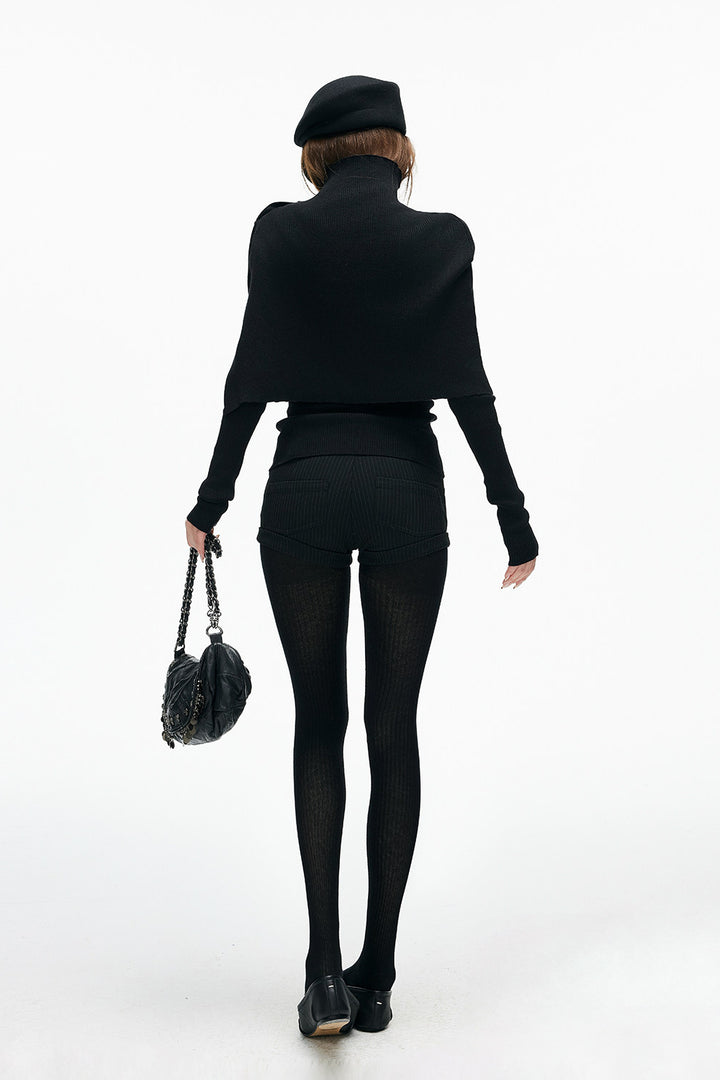 Ribbed Cape Henley Top