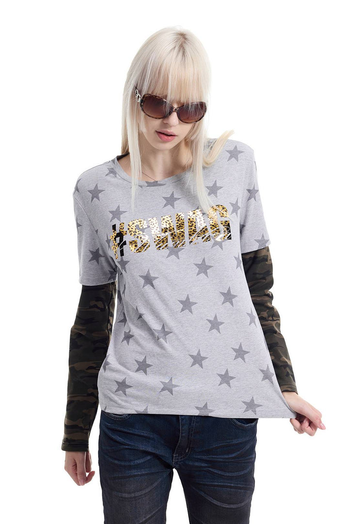Star Camo Layered Top