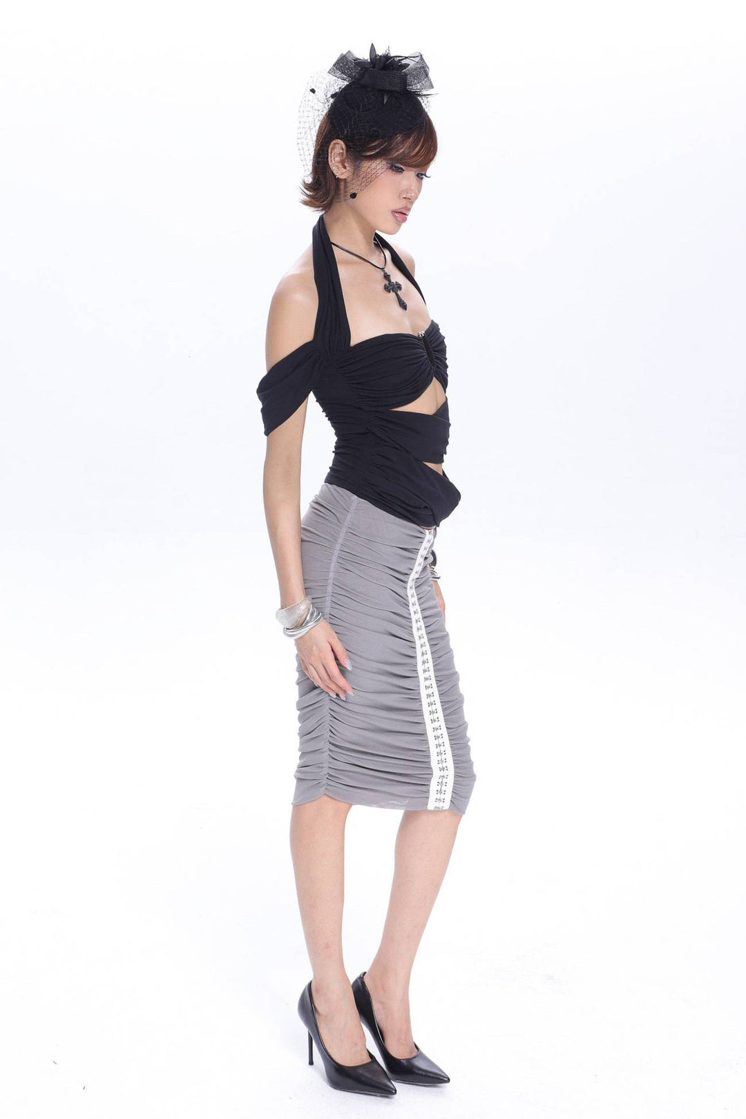 Ruched Keyhole Halter Top