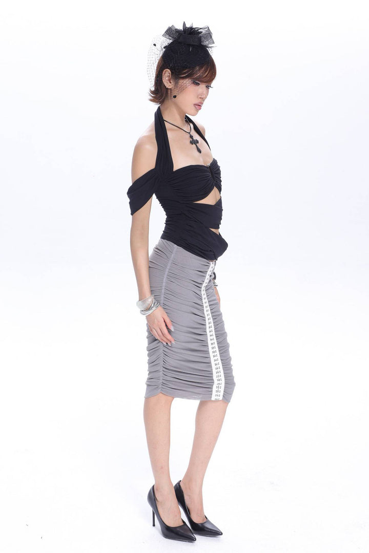 Hook Detail Midi Skirt