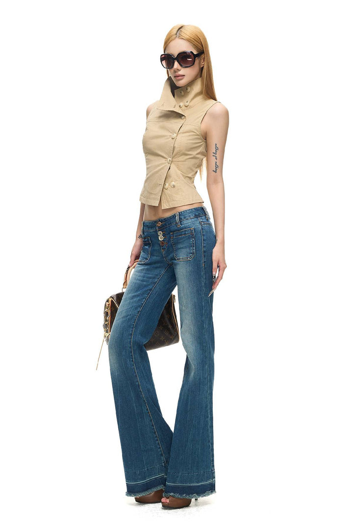 Sculpted High Neck Vest