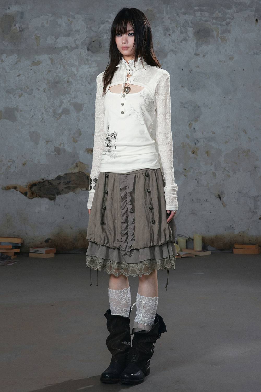 Lace Trim Bubble Skirt