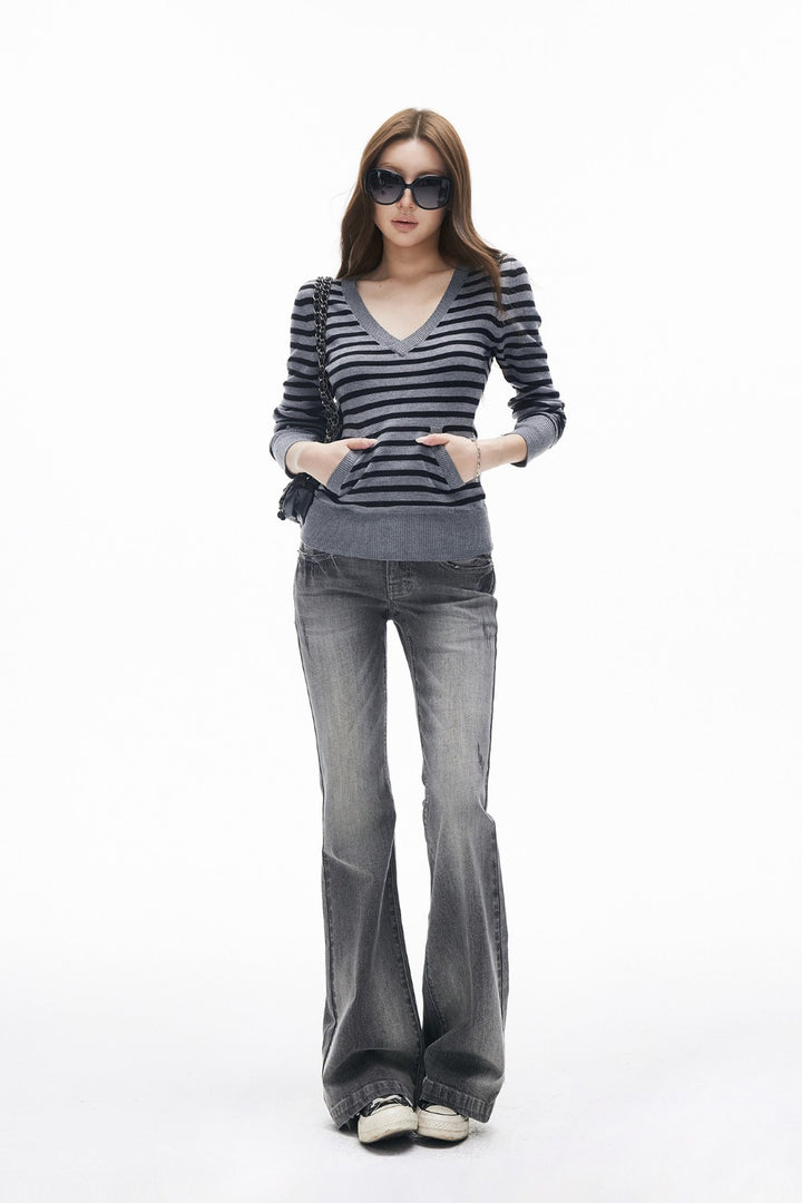 Romy Striped V-Neck Top